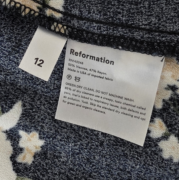 Reformation Floral Navy Midi Skirt | SIZE 12 - Picture 12 of 12